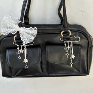 Star Mans Pin Ins Han Feng Blogger Girlfriend Couple Metal Style Y2K silver Love Keychain Bag Pendant