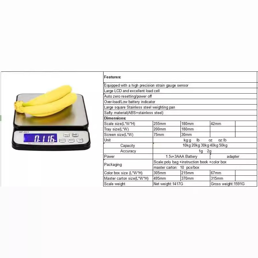 2023 Báscula electrónica 50kg/1g Báscula de cocina Kescala 801 Báscula electrónica de cocina Báscula exprés