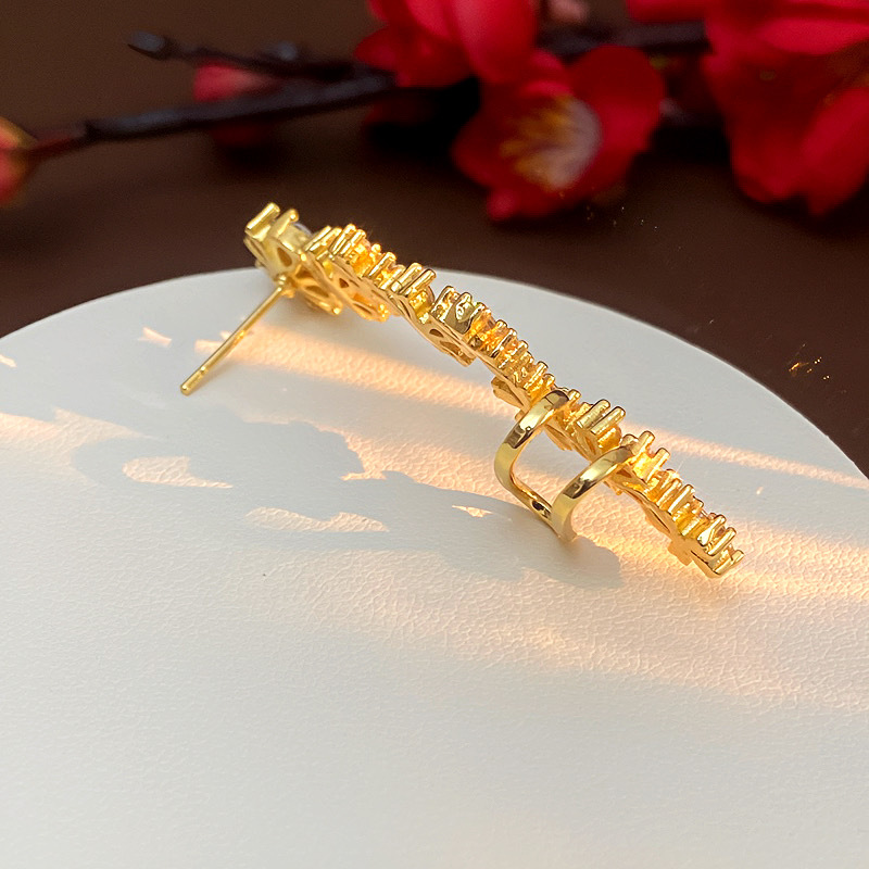 7g Weight Zircon Inlay Material Ear Cuffs Classification 1 Piece Quantity Holiday Occasion Copper Material Flower Pattern Spring&Summer Season Women's Gender Inlay Design Vacation, Classic Style Style 1 Piece Vacation Classic Style Flower Inlay Copper Zircon Ear Cuffs 7