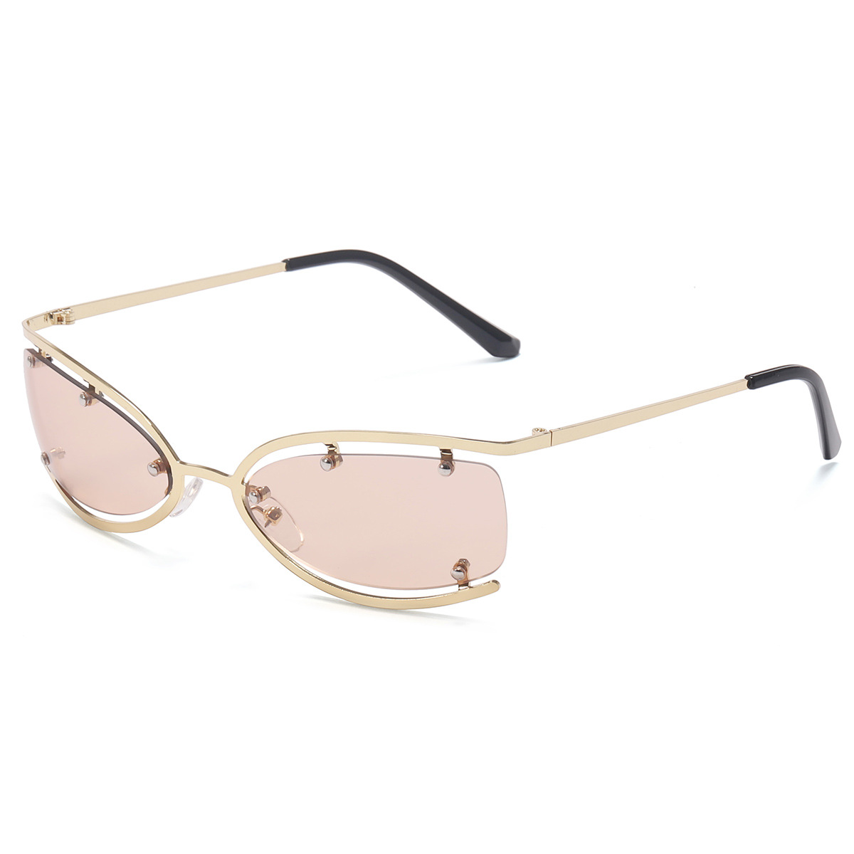 Y2g dulce fresco caliente chica metal gato ojo gafas de sol personalidad femenina futuro tecnología estilo gafas de sol cóncavo forma medio marco gafas