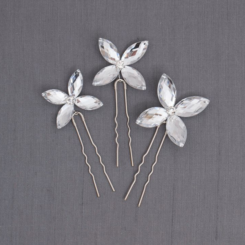 boda mariposa de color broca de cabello de tres piezas set de moda diamantes diarios broca de cabello accesorios para mujeres Hairpin