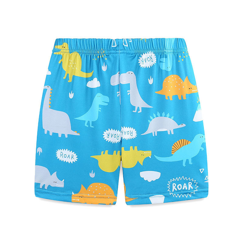 Venta directa de fábrica verano nuevo servicio a domicilio traje de dos piezas con estampado de dinosaurio de estilo europeo y americano para niños de manga corta