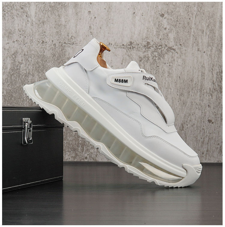 Zapatos de hombre Zapatos de lona para papá Estilo de verano Transpirable Moda Zapatos de suela gruesa que aumentan la altura zapatos deportivos casuales con cojín de aire de palma completa_voghion.com