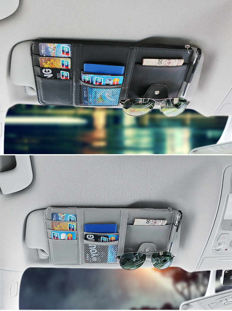 Car Sun Visor Card Holder Glasses Holder Multi-Functional Bill Holder Car Mobile Phone Id Holder Car Storage Bag