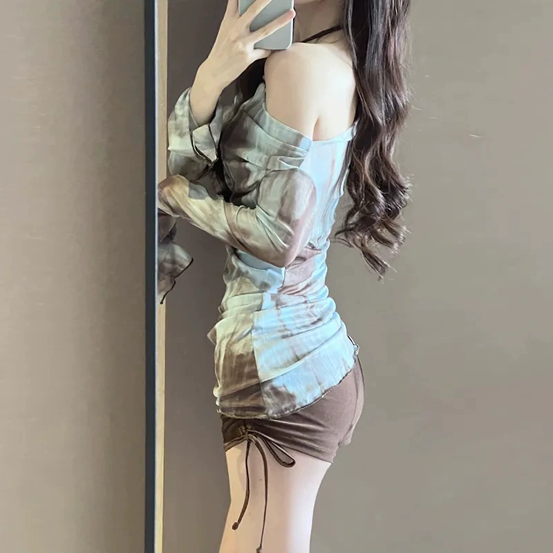 Раздельный купальник, набор, sexy бренд поддерживающий длинный рукав, комплект из 3 предметов, свободный фасон, защита от солнца, корейский стиль