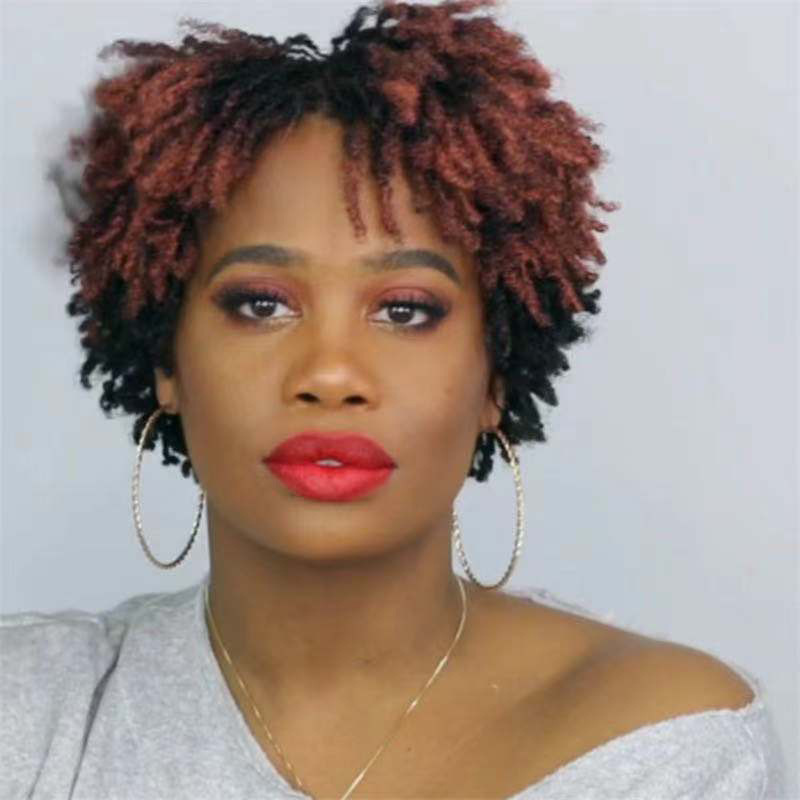 Peluca transfronteriza Cabeza de explosión Africana Marrón Dorado pequeño volumen de fibra química cubierta de la cabeza del cabello peluca cubierta de la cabeza de fibra química en stock