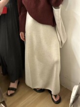 秋冬全羊毛半身裙子 高腰显瘦软糯高支绵羊毛针织伞裙大摆字半裙