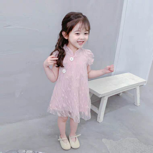 Children's dress female summer baby style skirt cheongsam princess dress children's vest dress 2024 summer new style