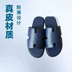 头层牛皮欧洲2025时尚男士拖鞋男夏季轻便潮流一字爆款外出高级