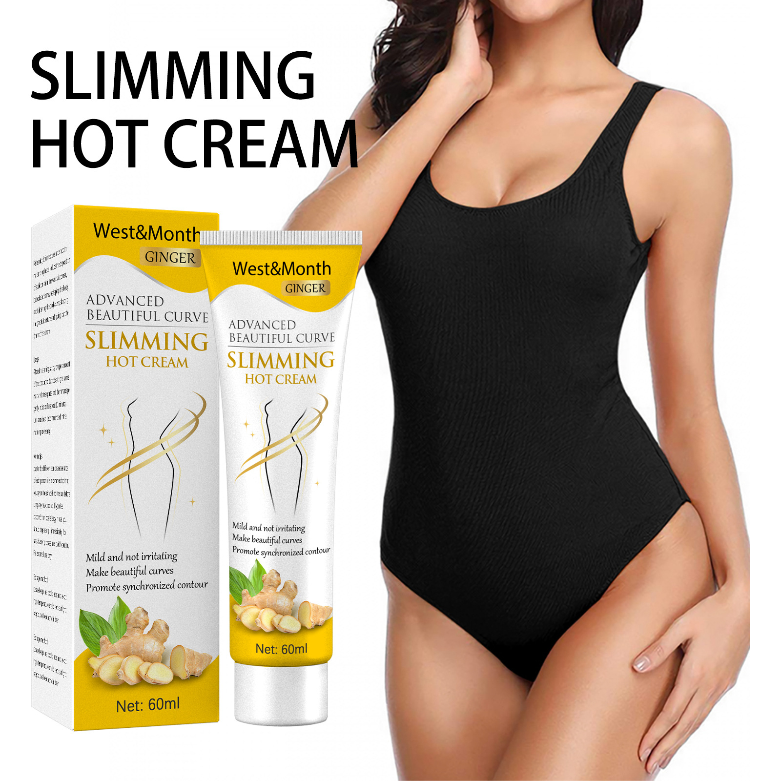 Lifting, West&Month Ginger Firming, Slimming, and Firming Massage Cream to Remove Large Belly and Thigh Muscle_voghion.com