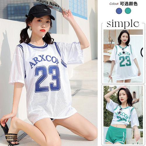 Women's Conservative Straight Leg Trunk Swimsuit Set, Three-Piece Swimwear from South Korea, Slimming and Tummy-Hiding Vacation Swimwear