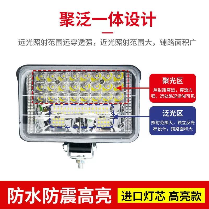 LED super bright headlights, electric car, trailer, tractor, four-wheel car, modified lights, 12v, 80v