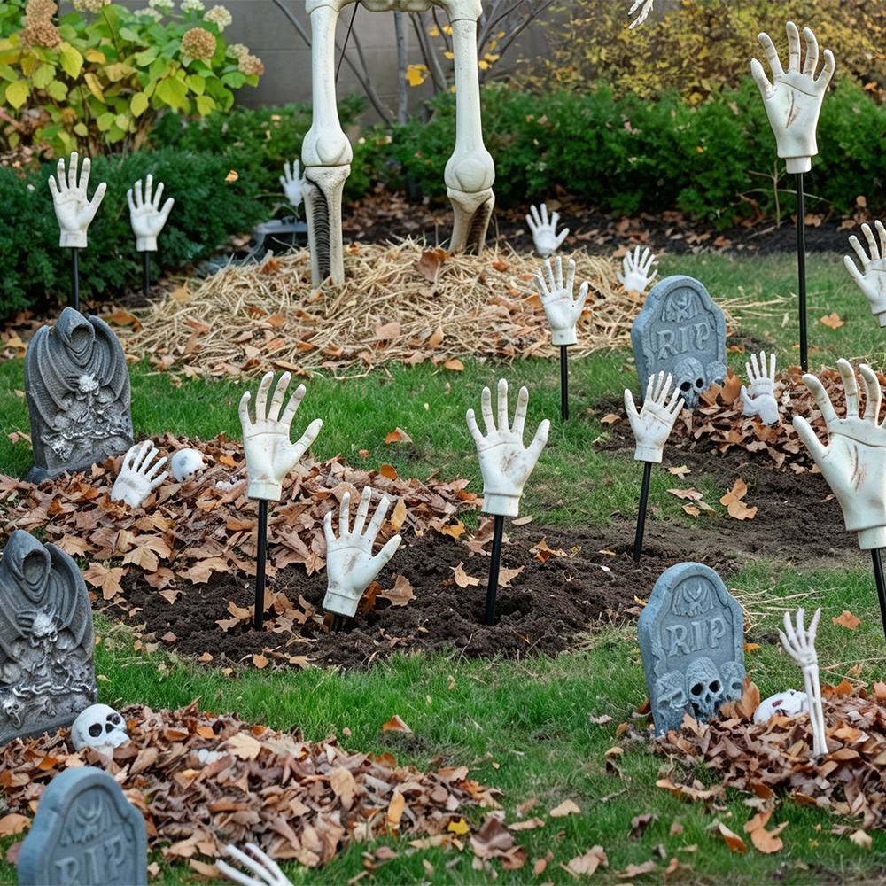 Estacas Decorativas de Esqueleto Set de 3 Piezas de Plástico para Jardín
