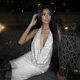 Cross-border European and American style 2025 spring new women's solid color slim neck vest fashion high waist hip skirt