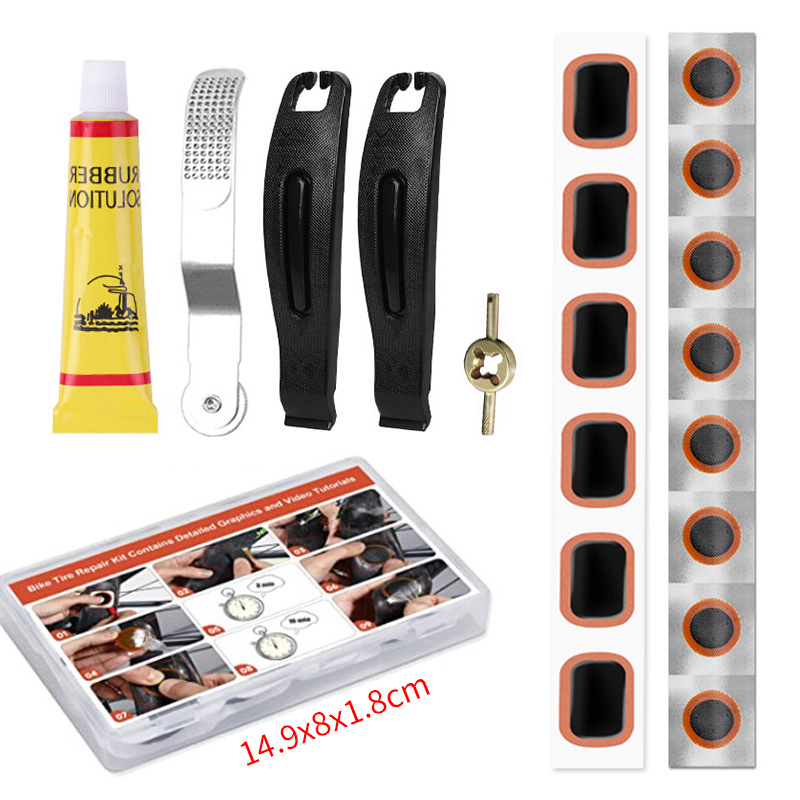 reparación rápida sin pegamento caja de herramientas de neumáticos de palanca en frío conjunto de herramientas de reparación de neumáticos de bicicleta