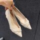 French High Heels Women's Thin Heel 5cm Beige Elegant Pointed 3cm Soft Leather Shoes with Skirt 2025 Not Tired Feet Single