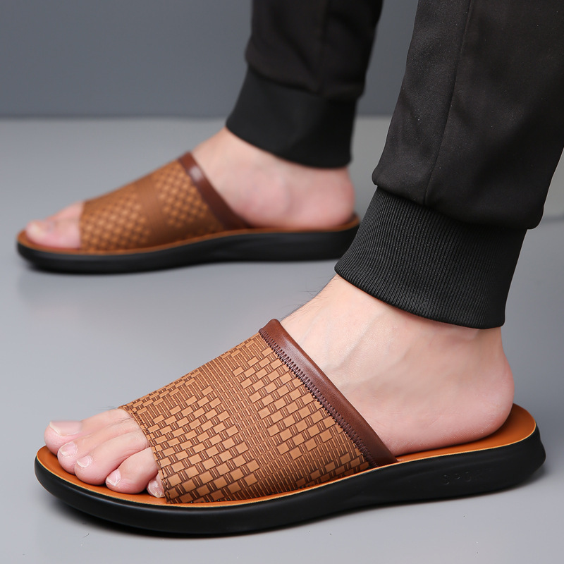 2024shein new men's slippers simple fashion versatile breathable young men's plus size 48