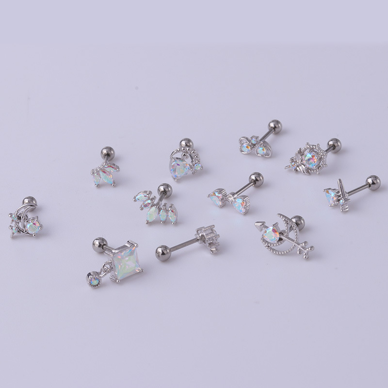 Ear Cartilage Rings & Studs Geometric Copper Plating Artificial Gemstones display picture 25