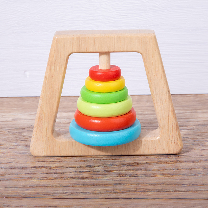 Bebé de madera sonajero juguete bebé de un mes de edad bebé calmante pequeño sonajero molar mordedura agarre regalo de entrenamiento