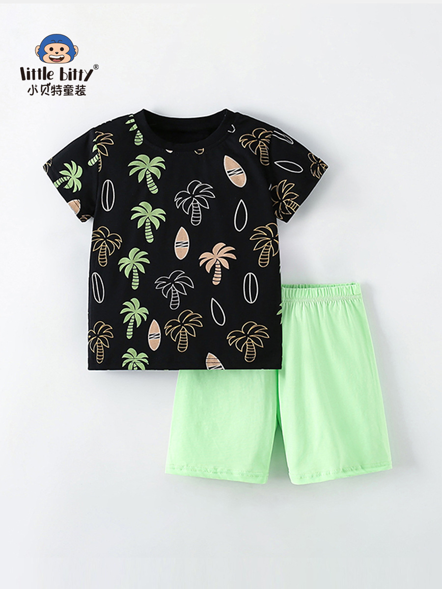 25-Year-Old Summer Kidsren's Cartoon Short-Sleeved Shorts Set for Boys and Girls Casual Fashion Printed Two-Piece Set for Kidsren and Middle-Aged Kidsren