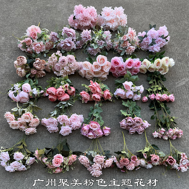 Simulación del Día de San Valentín rosa fabricante 3 sola rama multi-cabeza rosa decoración de la boda flor falsa al por mayor