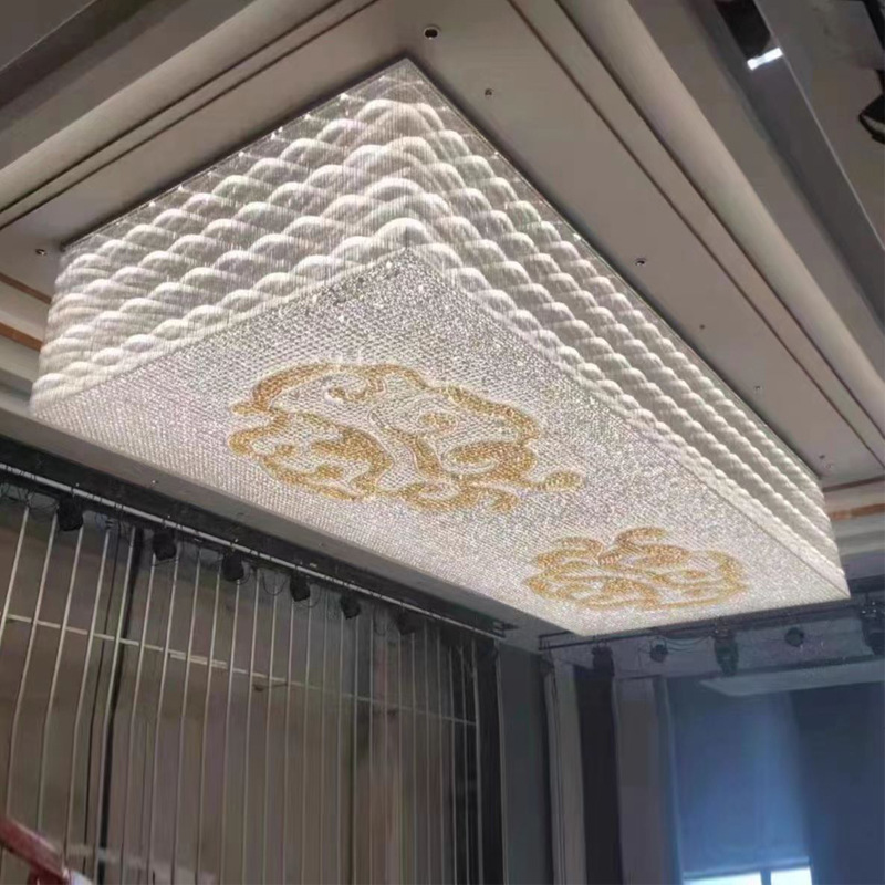 ホテルロビーのクリスタルランプ、長方形の天井照明、宴会場、エンジニアリング営業部、宝石店、別荘のシャンデリア
