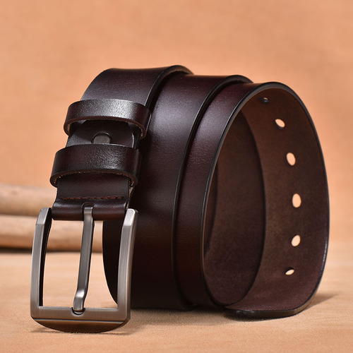 Men's Retro Pin Buckle Genuine Leather Belt, Foreign Trade Calfskin Waist Belt, Classic Men's Pants Belt, Drop Ship One Piece