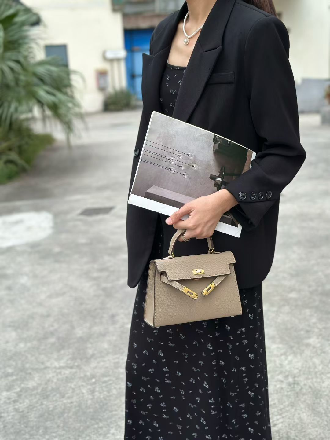 2026 New Palm Pattern PU Bag for Women, Mini Kelly Bag, Women's Shoulder Handbag, Cross-Border Best-Selling Bag
