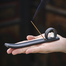 短款香插静观无相小佛香炉陶瓷线香插香托仿古禅意香器香薰炉熏香