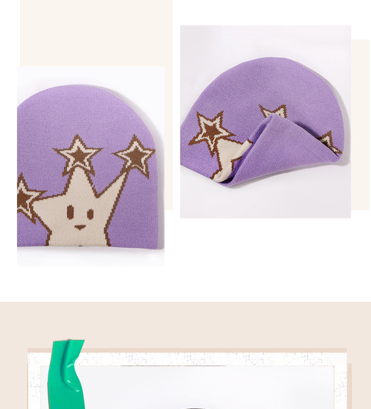 Knitted Beanie Unisex Star Pattern Warm Winter Hat For Outdoor_voghion.com
