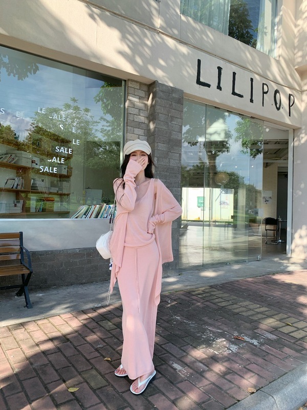实拍 2025春夏季新款韩版韩系风开衫吊带背心半身裙防晒凉感套装|undefined