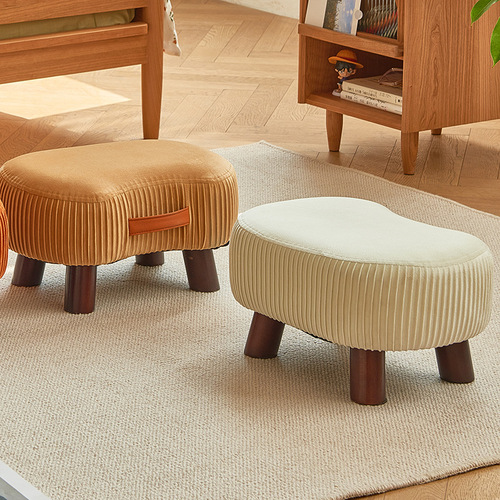 Nordic-style Affordable Luxury Shoe Bench for Home Use: Compact Entryway Stool for Putting on Shoes, Low Coffee Table Stool, Fabric Upholstered Footrest Puff