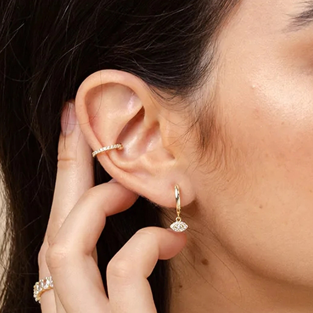 Fashion Cross Sterling Silver Inlaid Zircon Drop Earrings 1 Pair