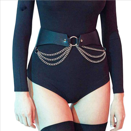 Cross-border rock metal chain O-shaped ring belt with skirt belt and personalized punk style decorative trouser belt