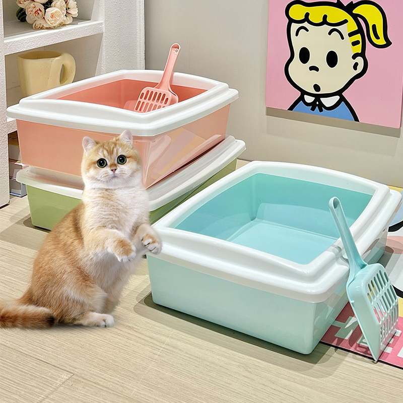 猫トイレ 大型半密閉型猫トイレ 厚みのある長方形の猫トイレ 猫の掃除 猫のうんちボックス|undefined