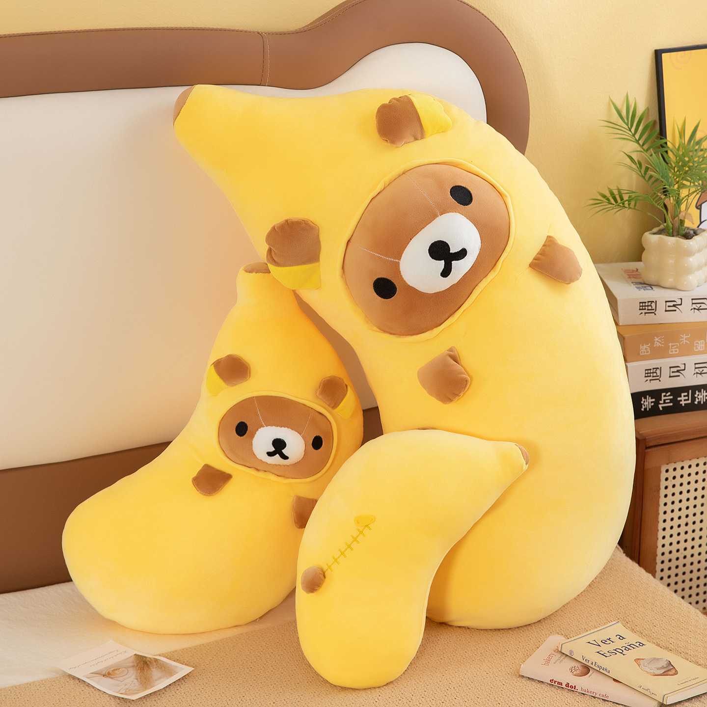 New banana Rilakkuma plush pillow, long pillow, plush toy, cute banana doll, gift for women, foreign trade doll