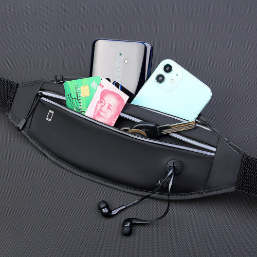 Sports Waist Bag Unisex Running Gear Phone Waist Bag PU Leather Invisible Ultra-Thin Belt Outdoor Waterproof Fitness Bag