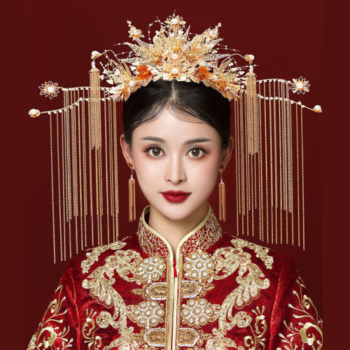 Women XiuHe chinese wedding party headdress restoring phoenix hair crown ancient ways bride longfeng rockhopper binding his marriage