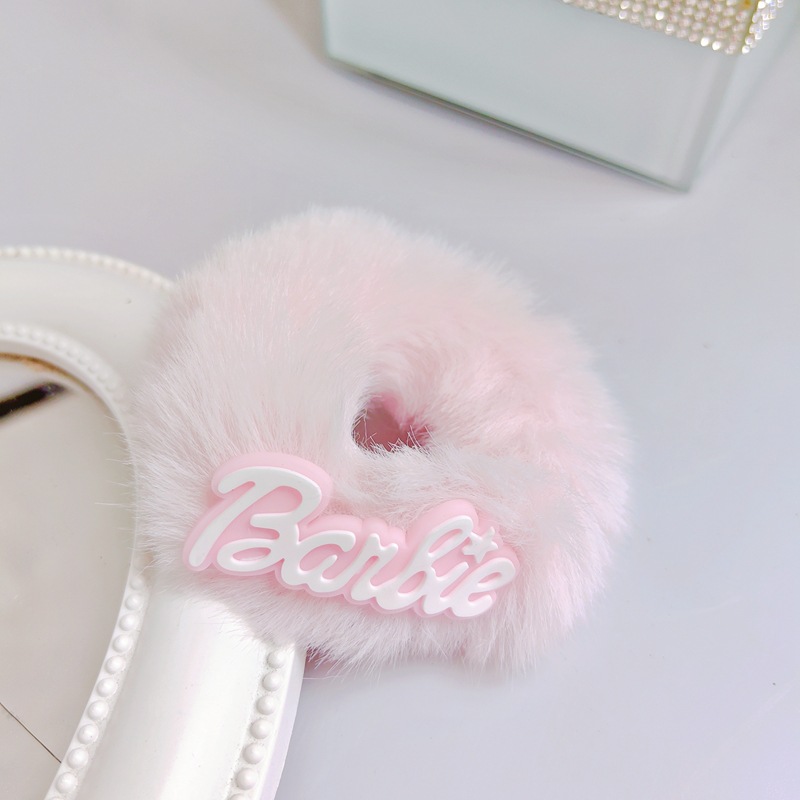 Dopamina dulce y picante Barbie Rosa mullida carta intestino grueso banda de pelo chica princesa cuerda de pelo Rosa rojo blanco tocado