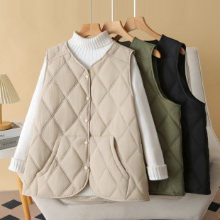 2024 autumn and winter plus size women's cotton vest thin sleeveless vest 200kg fat sister simple vest slim Joker 816
