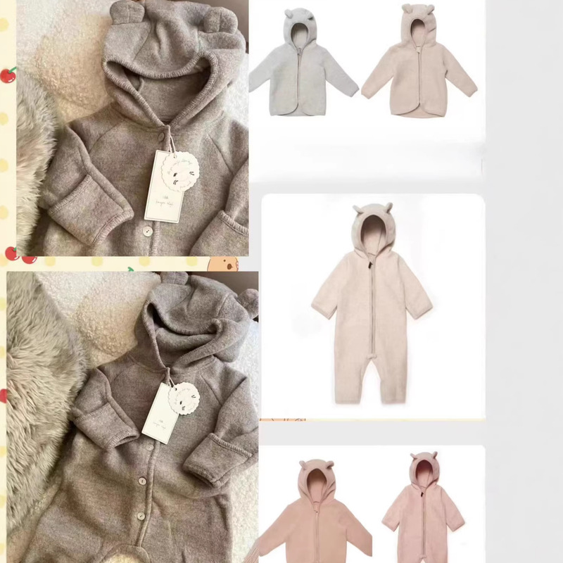 24-Autumn and Winter New Nordic Imported High-End Merino Wool Fabric Hutt Wool Coat & Zip-Up Romper