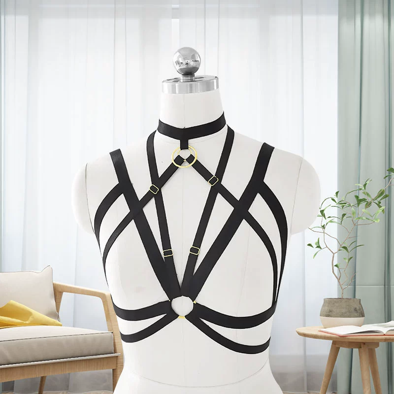 Harness, black bra, elastic bullet, underwear, lifting effect, Gothic