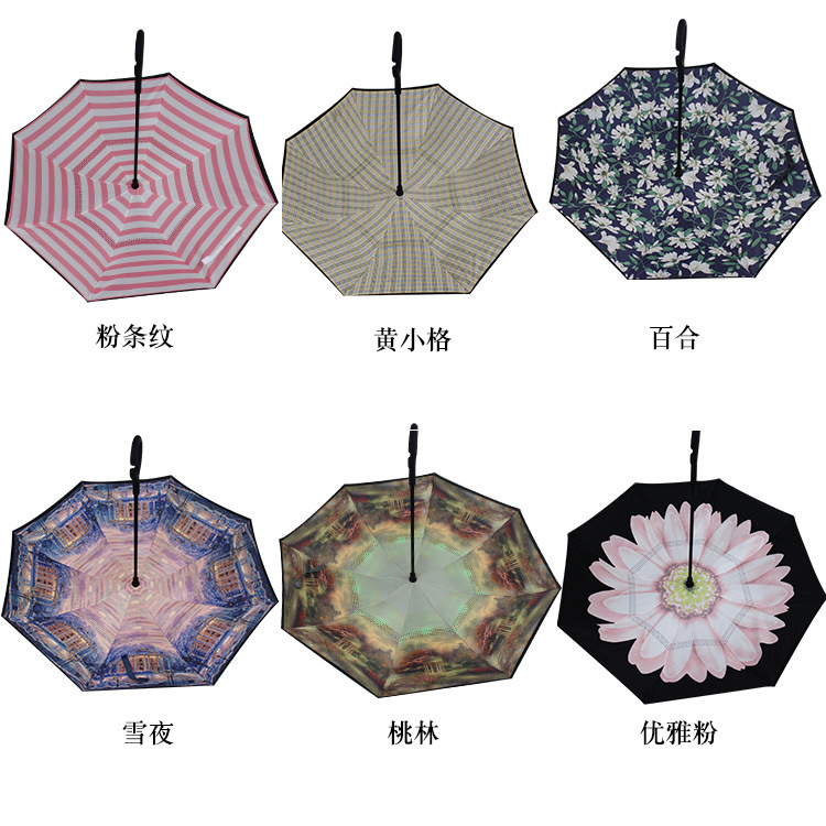 A6L Double-layer Reverse Umbrella Hand-open Hand-free Car Sunny Umbrella Exlarge Reverse Bone Umbrella Printable