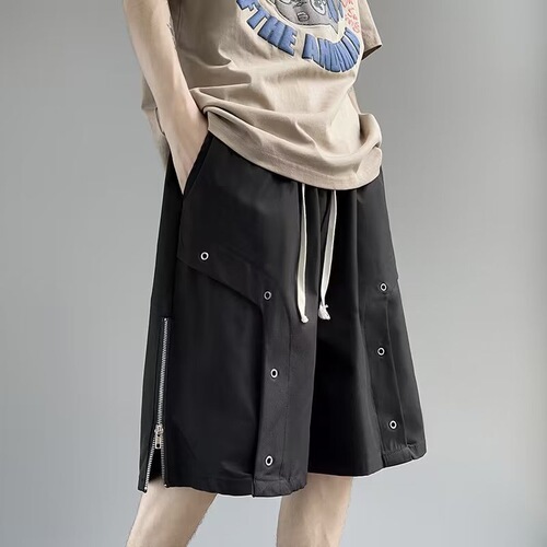American work-style shorts for men, summer loose sports five-pocket pants, trendy brand high street ice silk cool casual mid-rise pants