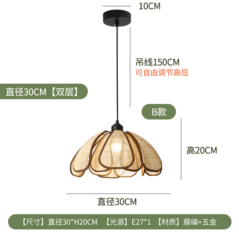 中古风餐厅吊灯创意花瓣灯全光谱护眼布艺灯具书房灯温馨吧台吊灯|undefined