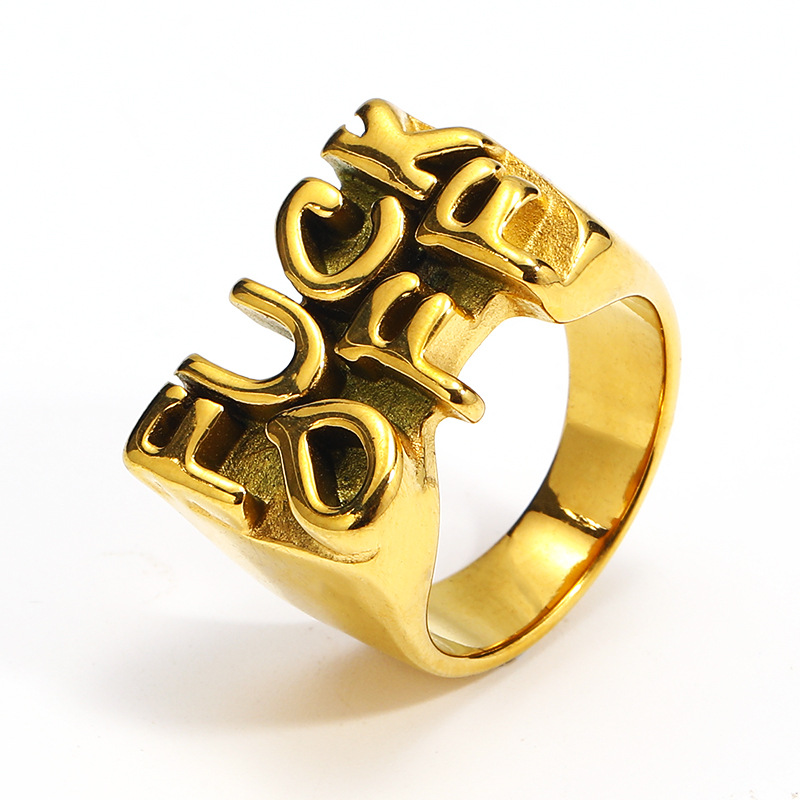 19g Weight Rings Classification 1 Piece Quantity Street Occasion Titanium Steel Material Letter Pattern Men's Gender Polishing Design Hip-Hop Style Hip-Hop Letter Titanium Steel Polishing Men's Rings 5