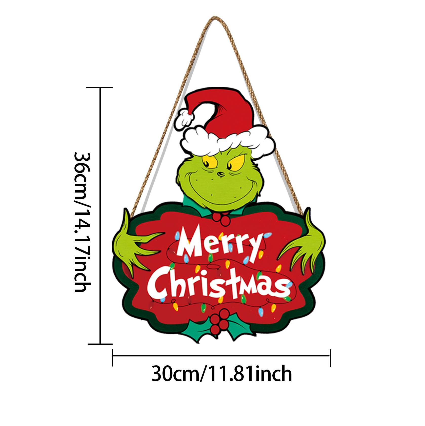 Letreros de madera de Navidad colgantes de pared festivos decoración de pared Grinch colgantes colgantes de puerta de pelo verde