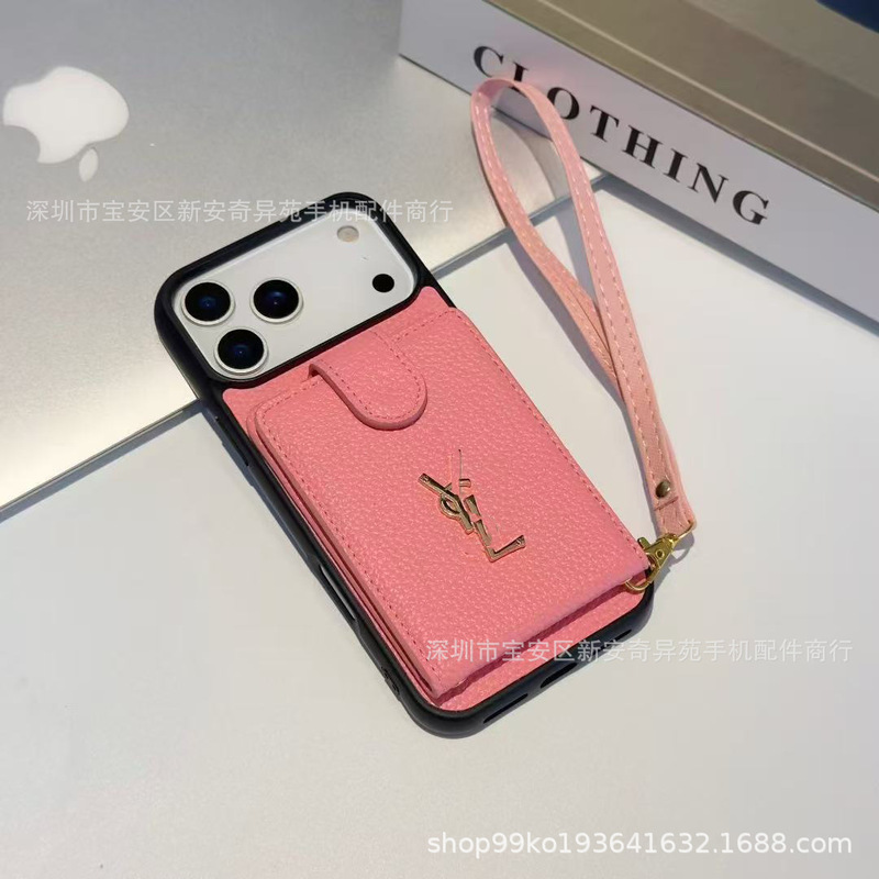 简约卡包荔枝纹皮质手机壳轻奢适用iPhone17Promax苹果手机保护套|undefined