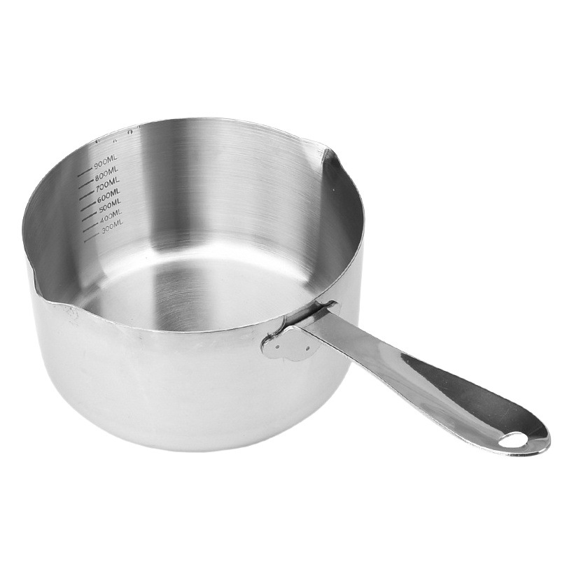 Thickened milk pot baby food supplement pot flat bottom with scale kitchen hot oil pot melting butter pot large capacity heating