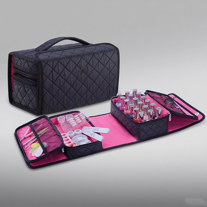 Cross-Border Popular Double-Layer Manicurist Handbag High Cosmetic Bag Large Capacity Portable Bag Home Travel Nail Polish Bag